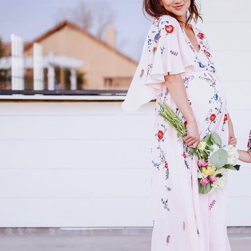 ASOS Pink embroidered Maternity Dress